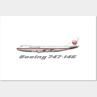 Japan Airlines 747-100 Tee Shirt Version Posters and Art